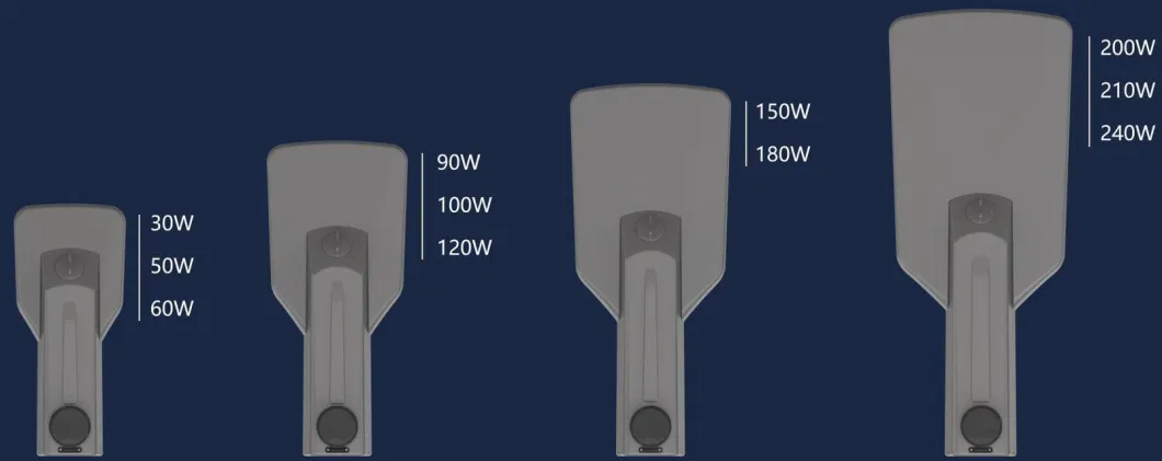 फोटोसेल सेंसर उद्यान प्रकाश एलईडी स्ट्रीट लाइट 240W 100W 50W पोल IP66 Ik08 जलरोधक सड़क फुटपाथ पार्किंग लाइट 5
