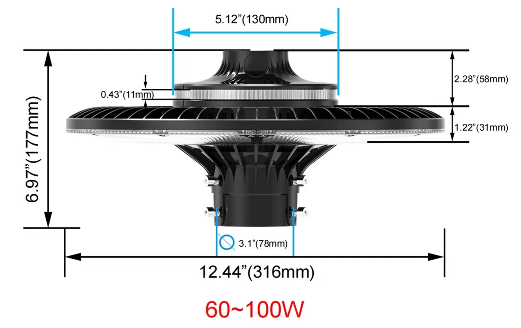 एलईडी गार्डन लाइट एडजस्टेबल 150W IP65 बिल्ट-इन वाटरप्रूफ 130lm/W गोल काला आंगन पार्क यार्ड पोस्ट टॉप 5