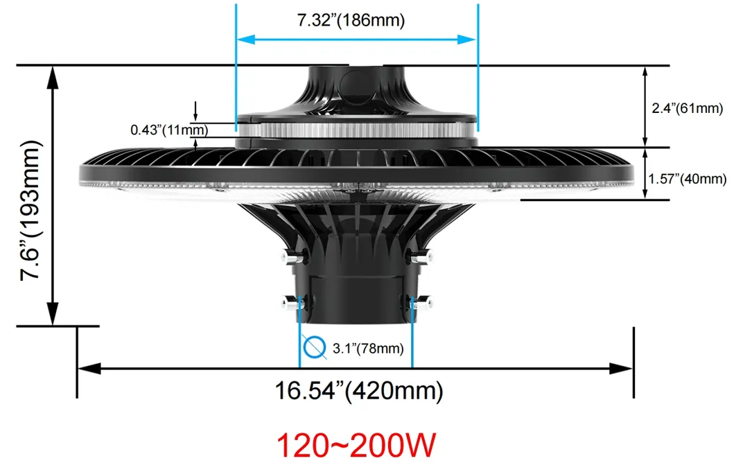 एलईडी गार्डन लाइट एडजस्टेबल 150W IP65 बिल्ट-इन वाटरप्रूफ 130lm/W गोल काला आंगन पार्क यार्ड पोस्ट टॉप 6