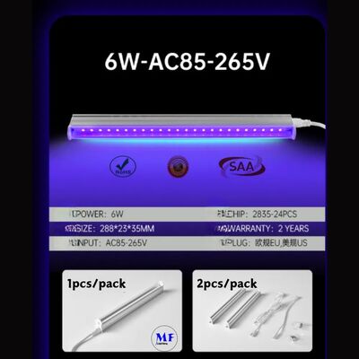 Factory Price 6W EU Us Standard Silvery Fluorescent Tube PC Alu. Hangable IP43 Bar Pub Painting Disco Ambient Atmosphere Scenario LED UV Light Light