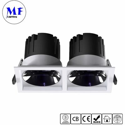 Square Recessed LED Down Light 3*7W Single/Double/Triple Head 100LM/W CRI90 IP20 IP44 Reflector Ceiling Downlight