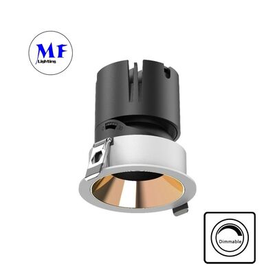 Anti-Glare COB Recessed LED Spot Downlight Optical Lens,15-55° Beam Angle,0-30° Adjustable Illumination,110Vac 5CCT DIP & 200-240VAC Dimmable Recessed Spotlight