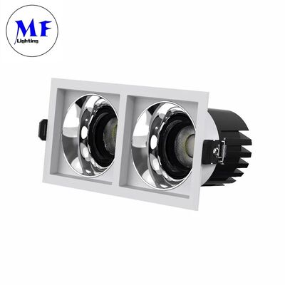 Square LED Downlight 7W10W12W15W , TRIAC/0-10V/DALI-2 Dimmable, 100lm/W CRI90, AC100-277V, Anti-Glare Recessed Spot Down Light with Dual Head