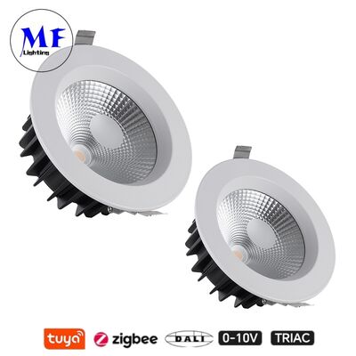 35W 100lm/W LED स्पॉट डाउन लाइट एंटी-ग्लेयर CCT एडजस्टेबल CRI90 ट्रायैक /0-10V/डाली-2/तुया ज़िगबी डिमेबल बीम एंगल 60° कमर्शियल और रेजिडेंशियल जगहों के लिए रिसेस्ड COB