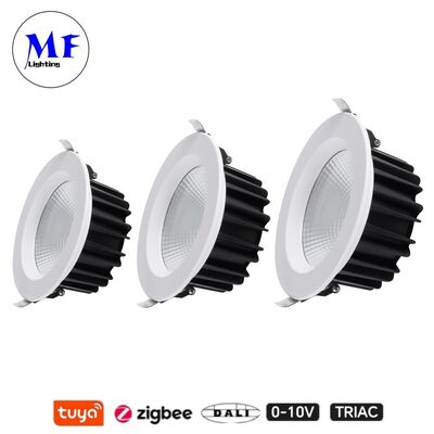 7W 100lm/W LED स्पॉट डाउन लाइट CCT एडजस्टेबल CRI90 ट्रायैक /0-10V/डाली-2/तुया ज़िगबी डिमेबल बीम एंगल 60° रिसेस्ड एंटी-ग्लेयर COB व्यावसायिक और आवासीय स्थानों के लिए